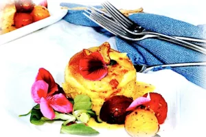 Gilroy Garlic Festival Garlic Goat Cheese Bacon Soufflé with Creamy Garlic Mustard Sauce Gilroy Garlic Festival Garlic Goat Cheese Bacon Soufflé with Creamy Garlic Mustard Sauce
