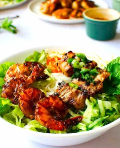 The Hirshon Vietnamese Grilled Pork and Shrimp With Rice Noodles - Bún Thịt Nướng Tôm