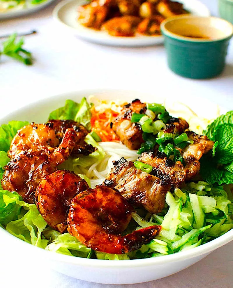 The Hirshon Vietnamese Grilled Pork and Shrimp With Rice Noodles - Bún Thịt Nướng Tôm