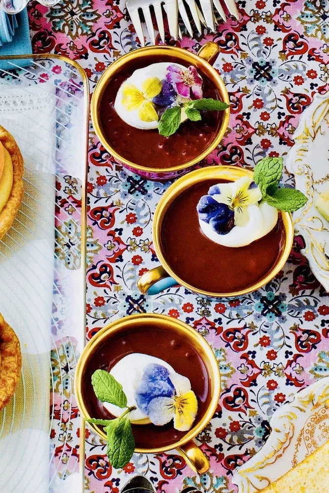 The Hirshon French Bittersweet Chocolate Pudding with Chambord And Whipped Cream - Pot de Crème au Chocolat Sombre Avec Chambord et Crème Ouettée