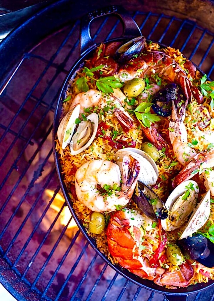 The Hirshon Spanish Seafood Paella Grilled Over An Open Fire - Paella de Mariscos