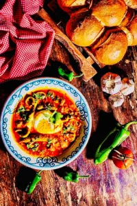 The Hirshon Tunisian Ojja - Poached Eggs In Spicy Sauce With Merguez Sausage - عجة المرقاز The Hirshon Tunisian Ojja - Poached Eggs In Spicy Sauce With Merguez Sausage - عجة المرقاز
