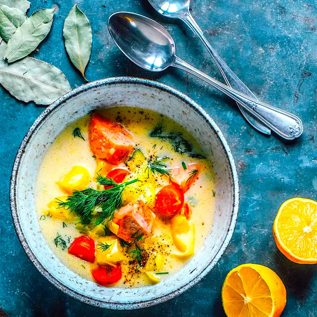 The Hirshon Luxury Finnish Cream of Salmon Soup with Herbs and Vegetables - Lohikeitto 1 The Hirshon Luxury Finnish Cream of Salmon Soup with Herbs and Vegetables - Lohikeitto