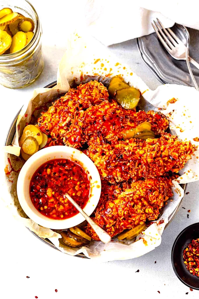 The Hirshon Southwestern Blue Corn Fried Chicken Tenders with Hatch Pepper Honey Sauce