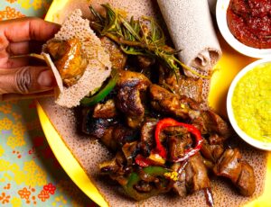 The Hirshon Ethiopian Lamb Tibs with Awaze and Injera - የበግ ጥብስ ከአዋዜ እና ከእንጀራ ጋር